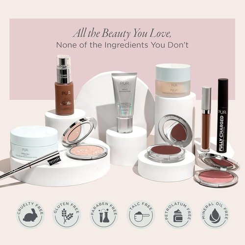 PÜR Minerals Makeup Gift Set - 4-in-1 Primer, Mascara, Mineral Powder & Chisel Brush Included
