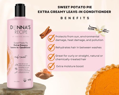 Donna's Recipe by Tabitha Brown | LOC System Bundle - Sweet Potato Pie Scent - 3-Pc Hair Care Set for Hydrated, Soft, Shiny Hair