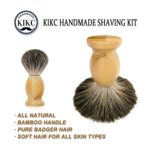 KIKC Handcrafted Badger Shaving Brush - Comfortable Bamboo Handle & Soft Bristles | Perfect Gift for Bearded Men
