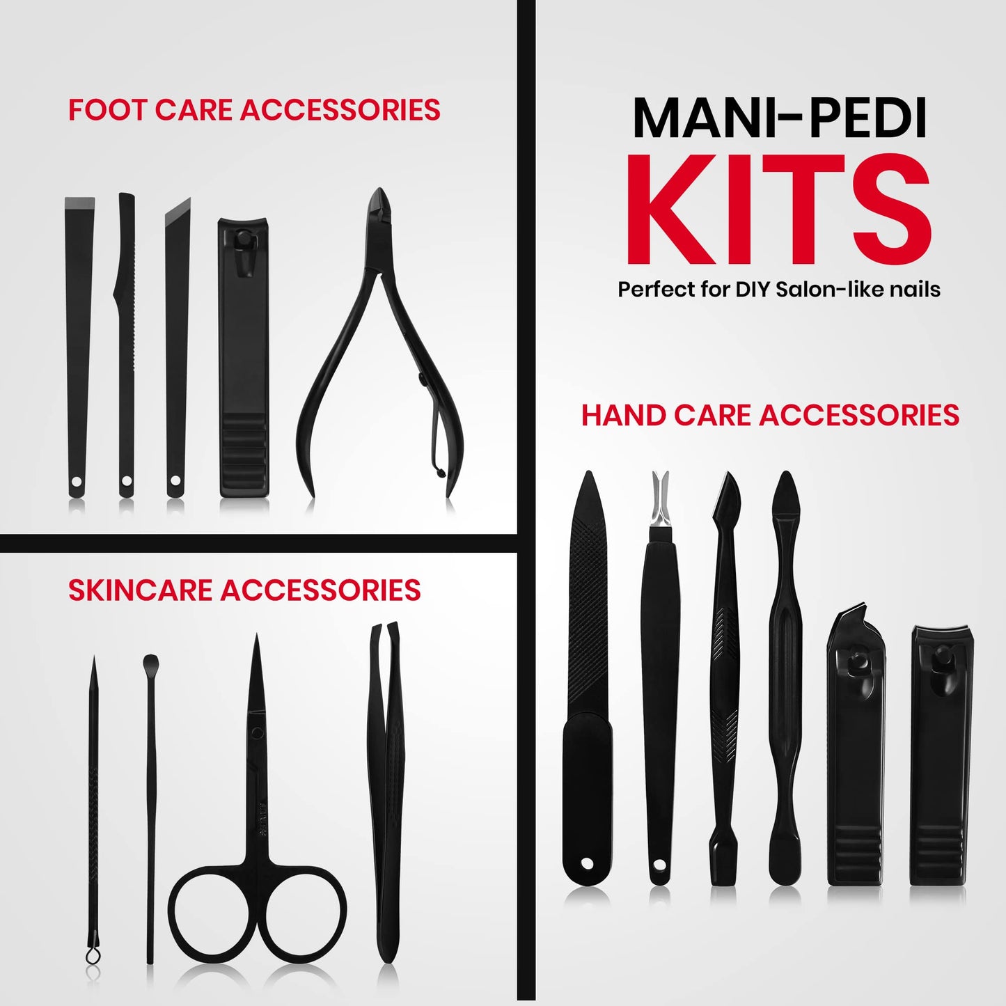 Utopia Care Manicure Kit Nail Clippers for Men and Women,15 Piece Professional Stainless Steel Manicure Set with Nail Kit, Pedicure Kit and Nail Care Grooming Kit with Luxurious Travel Case - Red