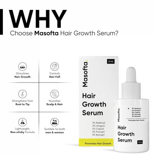 Masofta Hair Growth Serum - Promotes Hair Growth & Reduces Hair Fall | 50 ml for Men & Women