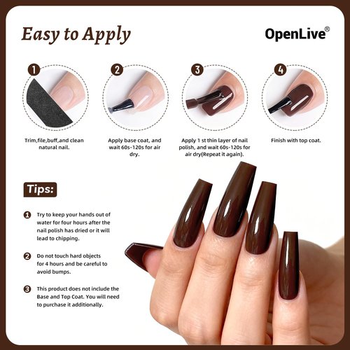 OpenLive 18ml Brown Nail Polish Large Volume Quick Drying Nail Polish, Fast Drying and Long Lasting Color Nail Art DIY Home Manicure Gift for Women