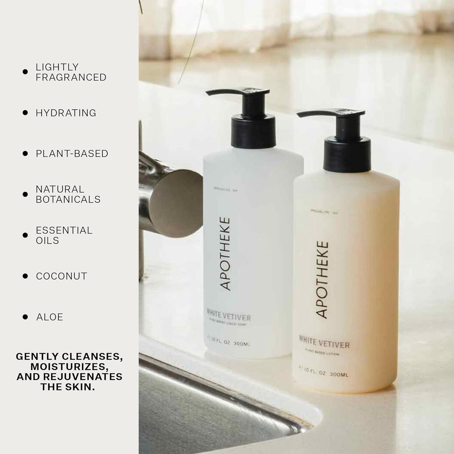 APOTHEKE Liquid Hand Soap - White Vetiver | 10 Fl Oz Hydrating Formula with Premium Fragrance Oils for Gentle Cleansing & Moisturizing