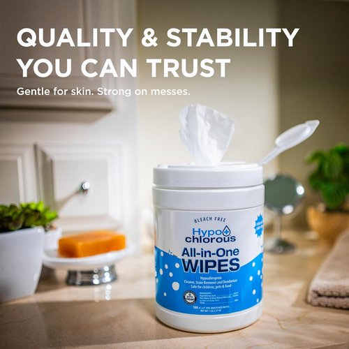 Hypochlorous Acid Wipes | Non-Toxic 200-Count Cleaner for Skin, Baby, Pet, Home & Gym - Bleach-Free