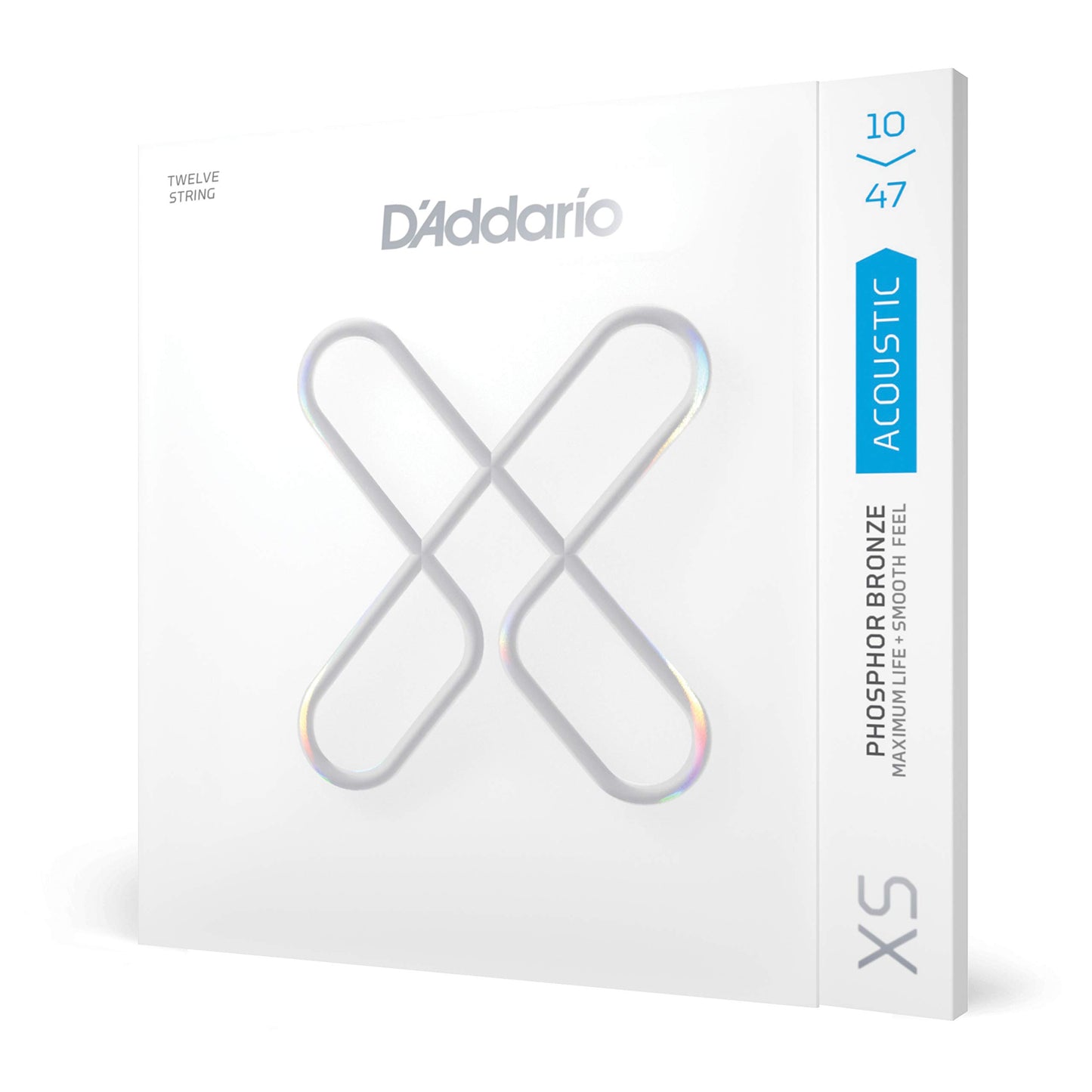 D'Addario Acoustic Guitar Strings, XS Phosphor Bronze Coated, XSAPB1256, Light Top/Medium Bottom Gauge 12-56, 6-String Set, Pack of 1