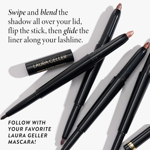 Laura Geller New York Swipe-N-Line Dual-Ended Eyeshadow & Eyeliner - Classic Onyx/Champagne - Waterproof, Smooth Glide Formula