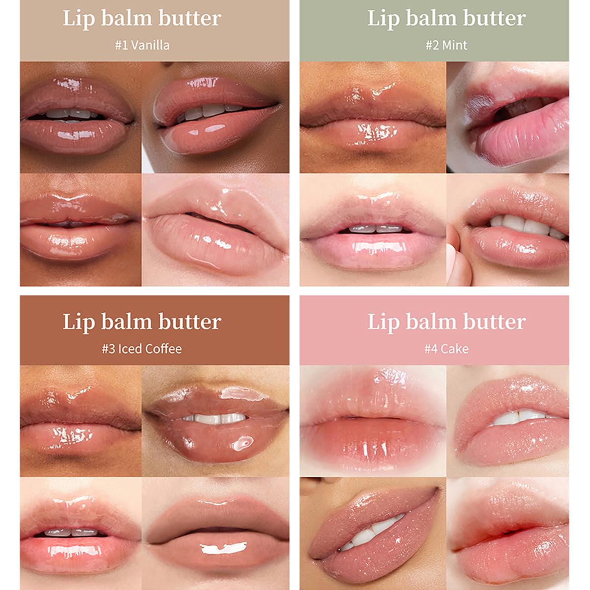 Skiennix Butter Lip Balm - Nourishing Lip Tint & Gloss | Hydrating Natural Ingredients, 4 Flavors (0.5oz)