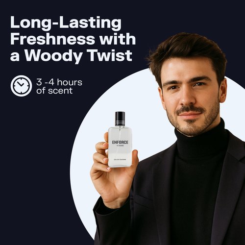 PB ParfumsBelcam Enforce Homme Eau de Toilette Spray for Men – Long-Lasting Woody Sandalwood Fragrance with Citrus & Musk, Masculine Cologne, Affordable Luxury, Daily Signature Scent - 3.4 Fl Oz