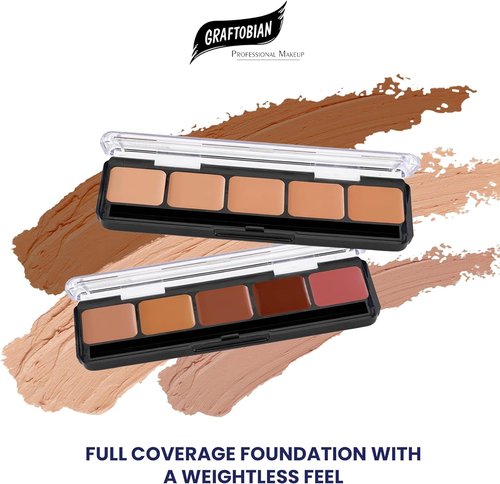 Graftobian HD Glamour Crème Foundation Palette - High Definition 5 Color Cream Foundation for Medium Warm Skin
