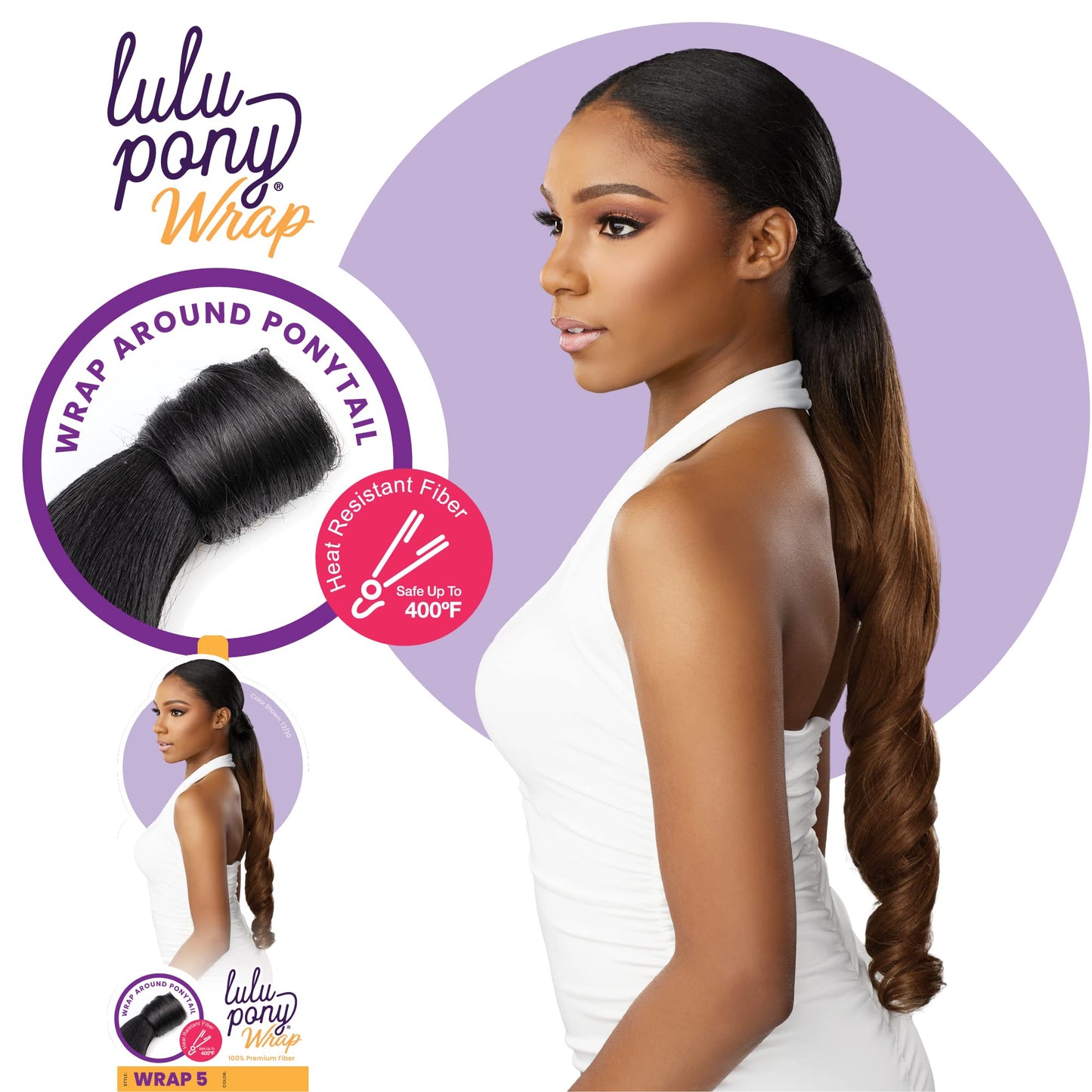 Sensationnel Lulu Pony Wrap - high heat synthetic yaki pony tail or up do wig piece - LULU PONY Wrap 5 (2 DARKBROWN)