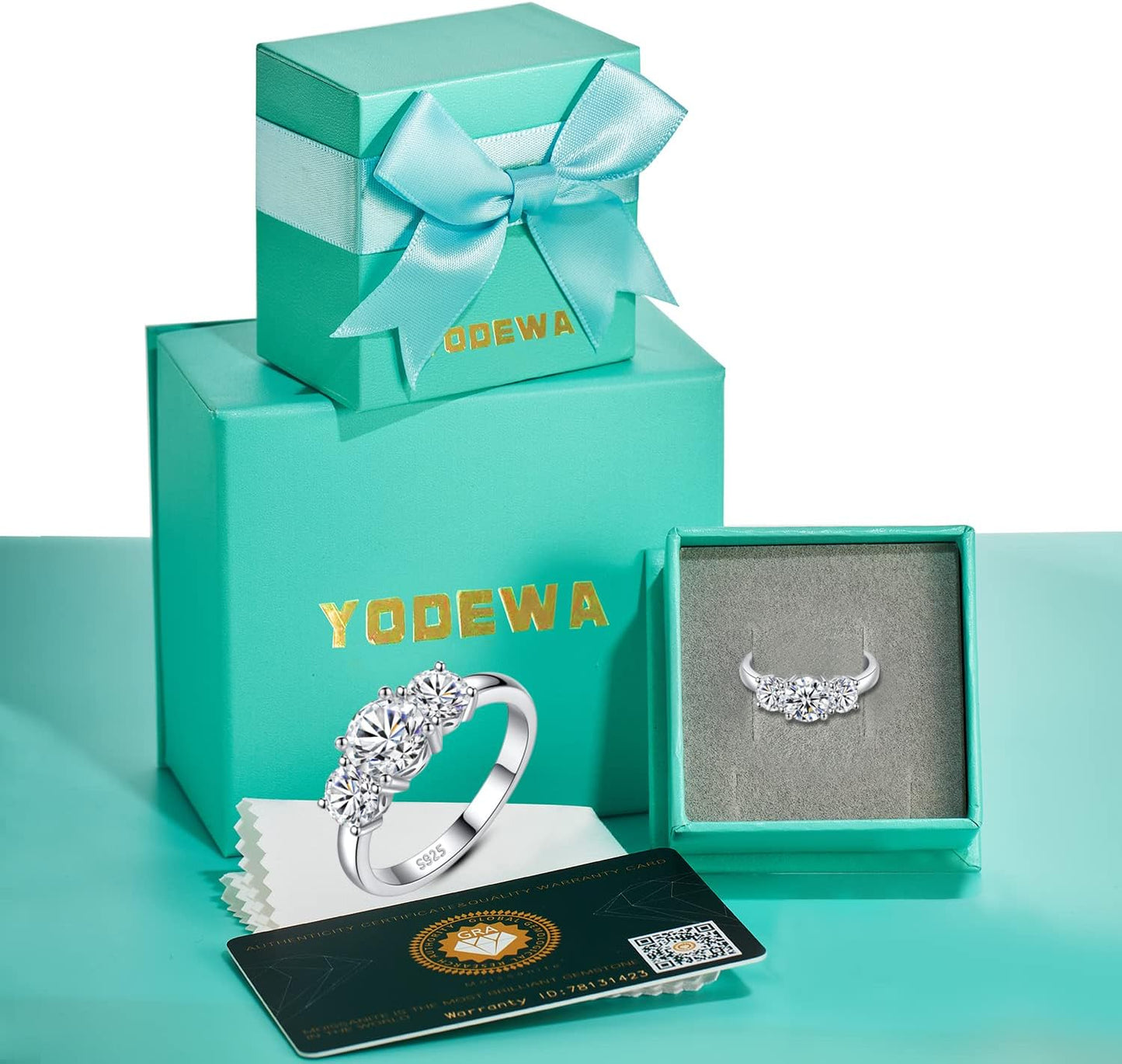 YODEWA Moissanite Engagement Ring - 2ct D Color VVS Lab-Created Diamond | 925 Sterling Silver, Sizes 4-11