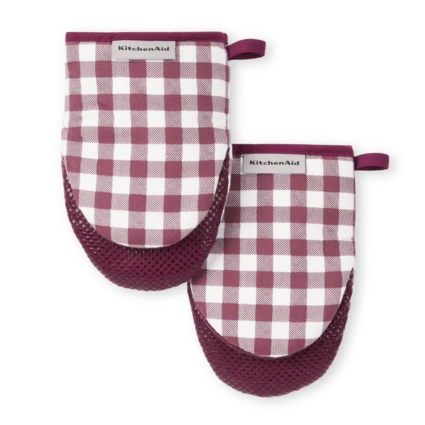 KitchenAid Gingham Mini Oven Mitt 2-Pack Set, Blue Velvet, 5.5"x8"