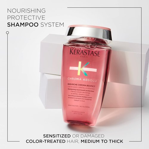 Kerastase Chroma Absolu Shampoo Riche - Nourishing Formula for Color-Treated Hair | Protects Medium to Thick Hair with Lactic Acid