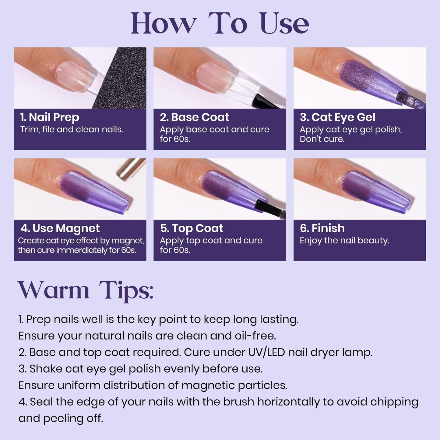 MIZHSE Cat Eye Gel Nail Polish: Purple Magnetic Gel Polish with Magnet Stick, Maillard Style Magic Effect Galaxy Shimmer Glitter Holographic Nail Gel Soak Off Nail Art Salon Manicure Home