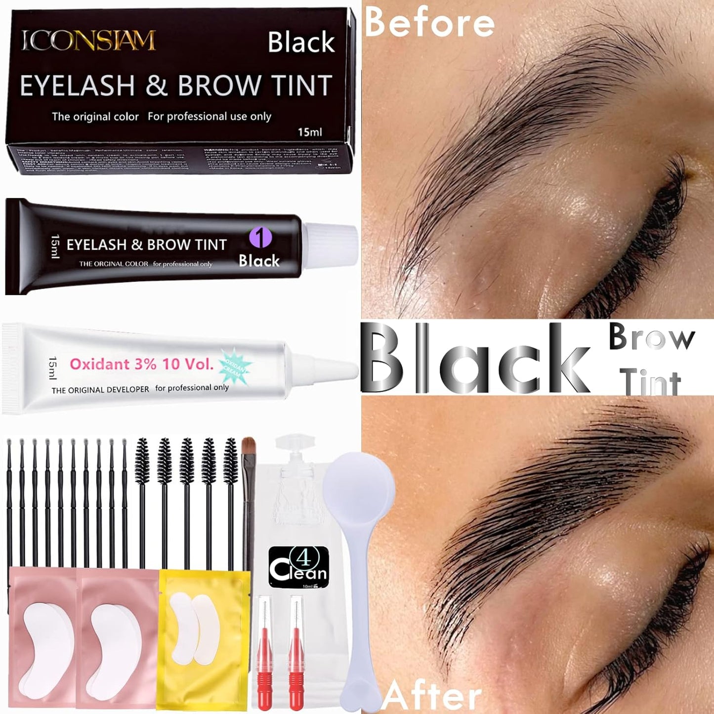 Skiennix Black Lash Tint Kit - Keratin Eyelash & Eyebrow Dye for Voluminous 6-Week Tint