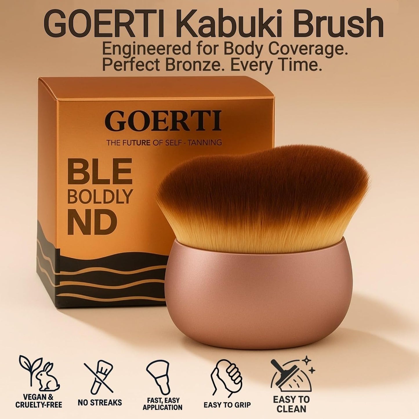 Skiennix Self Tanner Brush - Extra Large Kabuki Applicator for Streak-Free Tanning | Flawless Coverage on Body & Face
