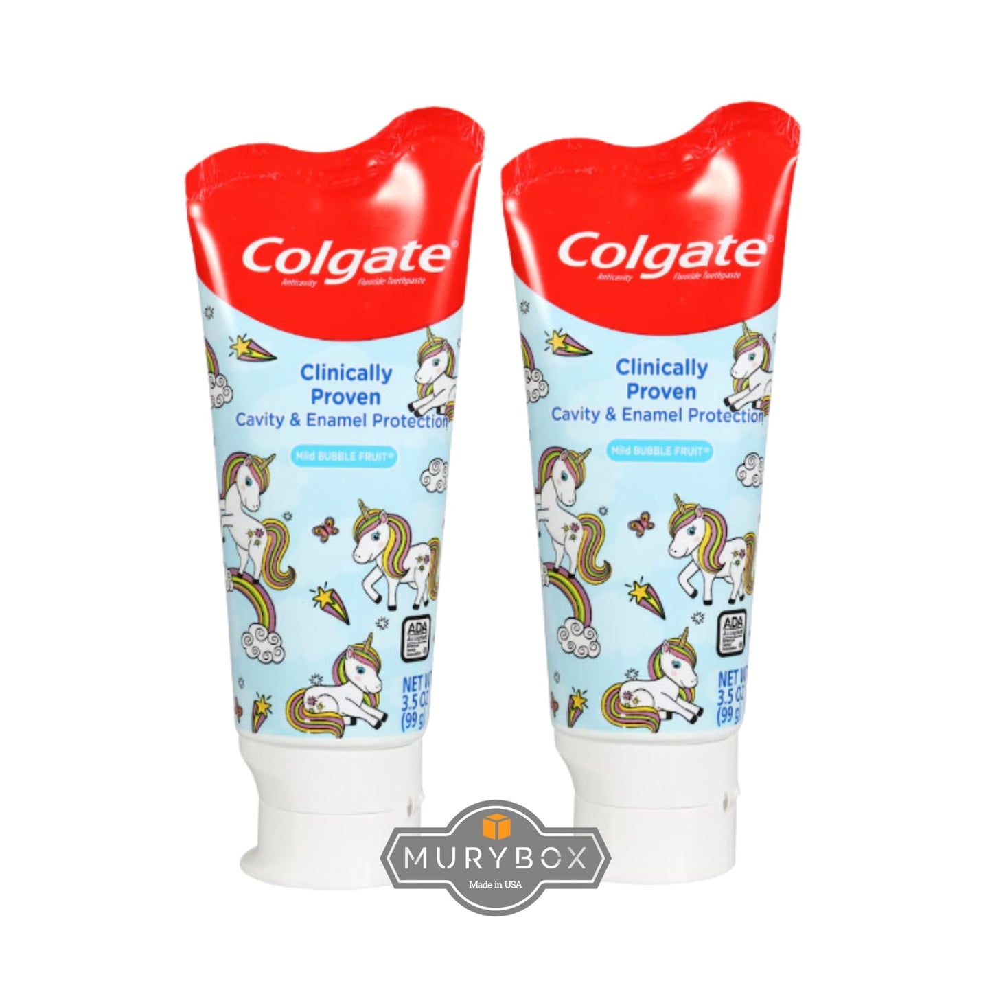 Colgate Anticavity Fluoride Toothpaste | Colgate Kids Cavity Protection Toothpaste | Enamel and Cavity Protection | Colgate Kids Toothpaste Bubble Fruit Flavor (Unicorn) + MB Sticker. (Pack of 2)