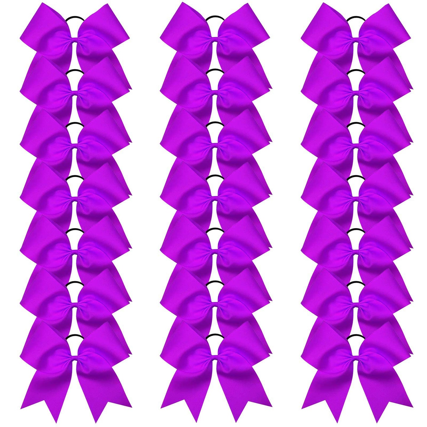 Oaoleer 21PCS 8" Large Cheer Bows Purple Bows Jumbo Cheerleader Bow with Ponytail Holder Elastic Band Handmade for Cheerleading Teen Girls College Sports