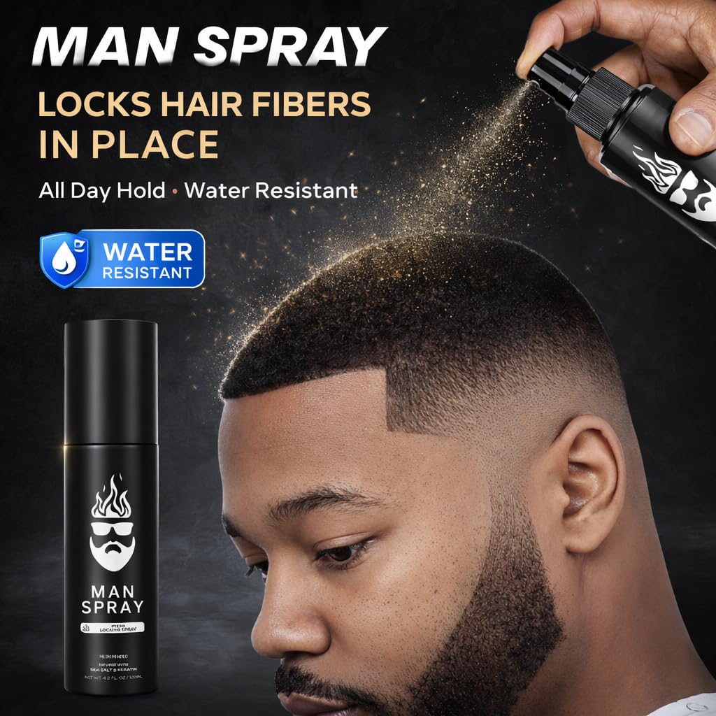 THE MAN KIT Hair Fiber Locking Spray - Sea Salt & Keratin Infused for Long-Lasting Hold