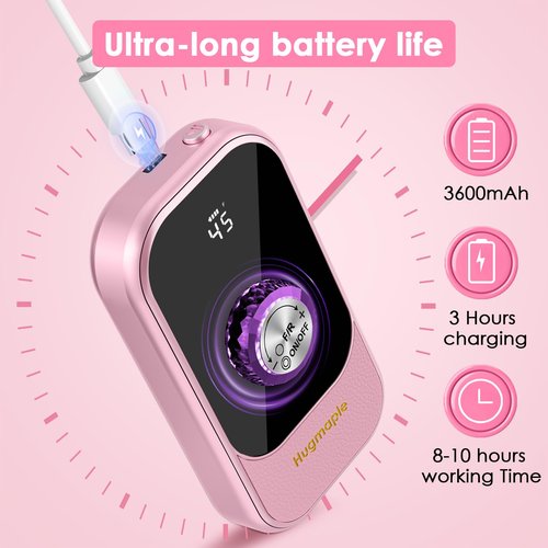 Professional Electric Nail Drill File, HUGMAPLE 45000RPM Portable E-File Machine with Bits & Base, Rechargeable Cordless Nail Drill Kit for Shaping, Removing & Polishing Gel Nails for Salon Home