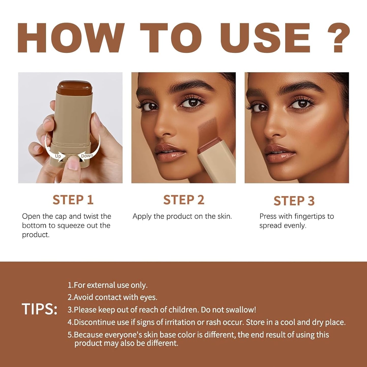 Skiennix Serum Beauty Balm - Lightweight Tinted Moisturizer Stick for Natural Finish | Multiuse Contour Foundation