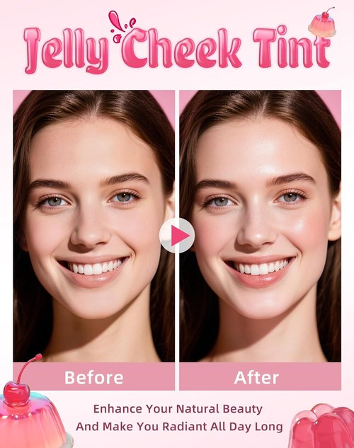 KIMUSE Jelly Cheek & Lip Tint - Multi-Use Watercolor Blush for Cheeks, Lips & Eyes | Lightweight Vegan Formula