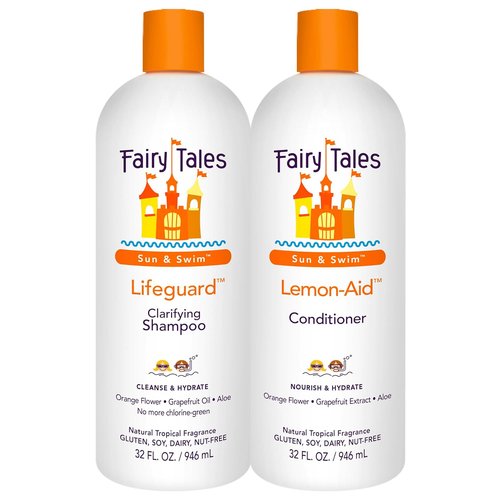 Fairy Tales Swim Shampoo & Conditioner Set - 32oz Each | Natural Chlorine Removal for Kids | Paraben-Free & Sulfate-Free