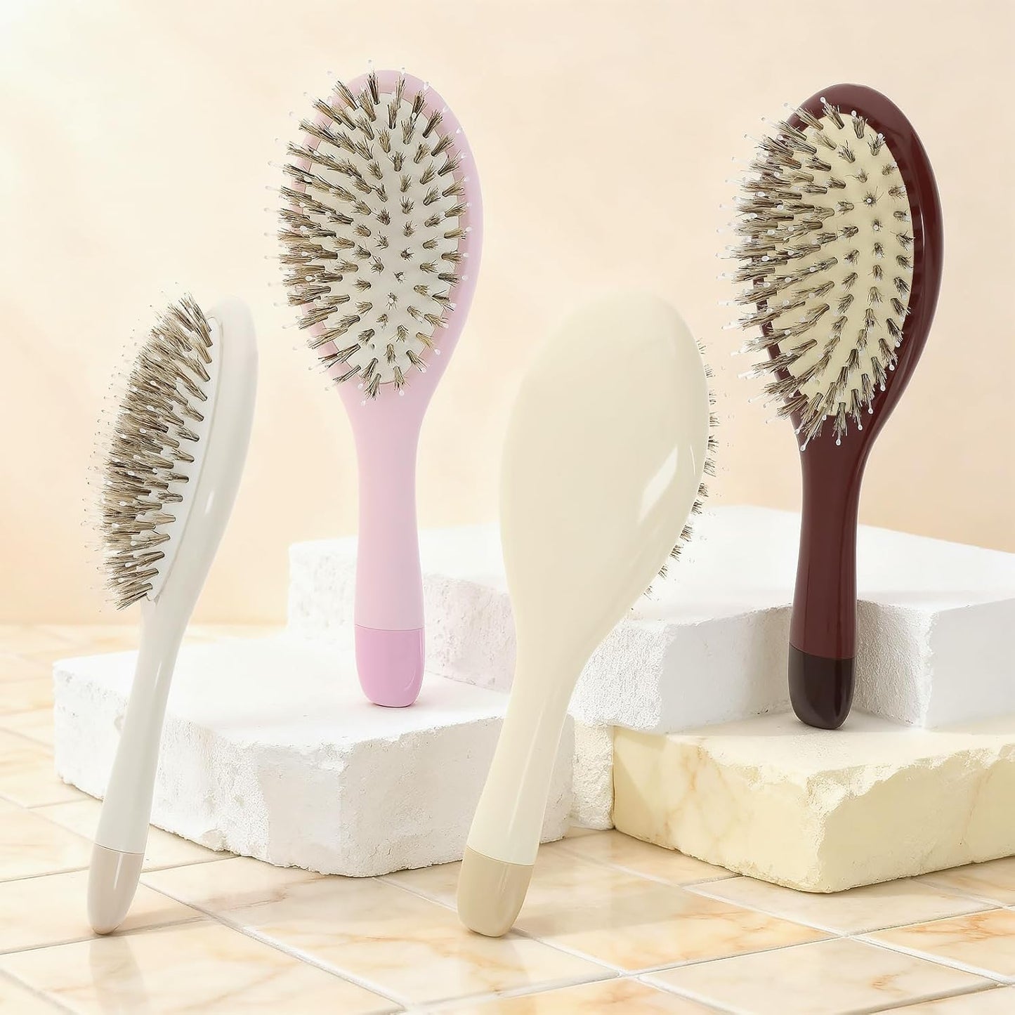 Boar Bristle Hair Brush by [Brand Name] - Smooth & Detangle All Hair Types | Stimulates Scalp & Distributes Natural Oils
