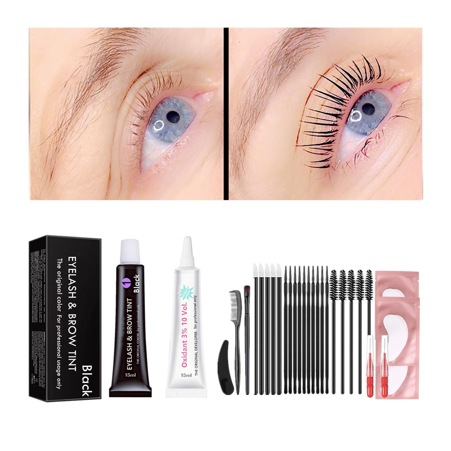 Skiennix Black Lash Tint Kit - Keratin Eyelash & Eyebrow Dye for Voluminous 6-Week Tint