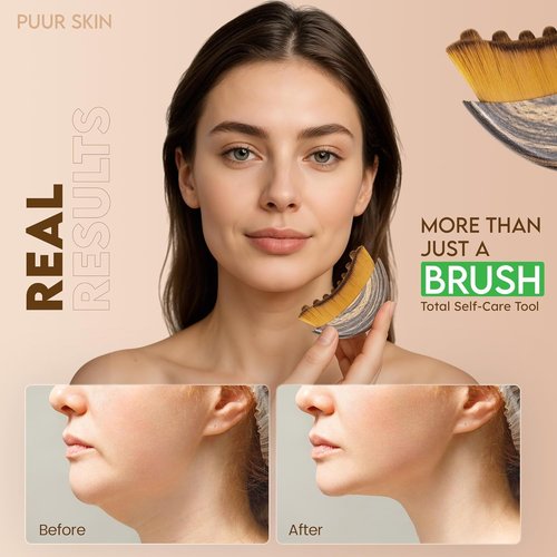 Fvaql Lymphatic Contour Face Brush, Facial Lymphatic Drainage Massage Tool for Jawline Sculpting & Puffiness Reduction, Soft Face Dry Brushing Massager for Women Daily Skin Care
