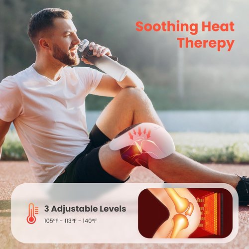 FSA Eligible Knee Massager with Heat and Red Light for Pain Relief, HSA Eligible Cordless Knee Massager with Vibration for Comfort & Relaxation, Gift for Mom, Dad, Grandma & Grandpa, Seniors