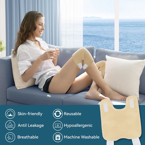 Taoscare 2 Pack Castor Oil Pack Wrap, Castor Oil Wrap for Knee Elbow Arm& Thigh, Reusable & Washable Organic Cotton Patch, Castor Oil Compress Pads with Adjustable Velcro Elastic Strap