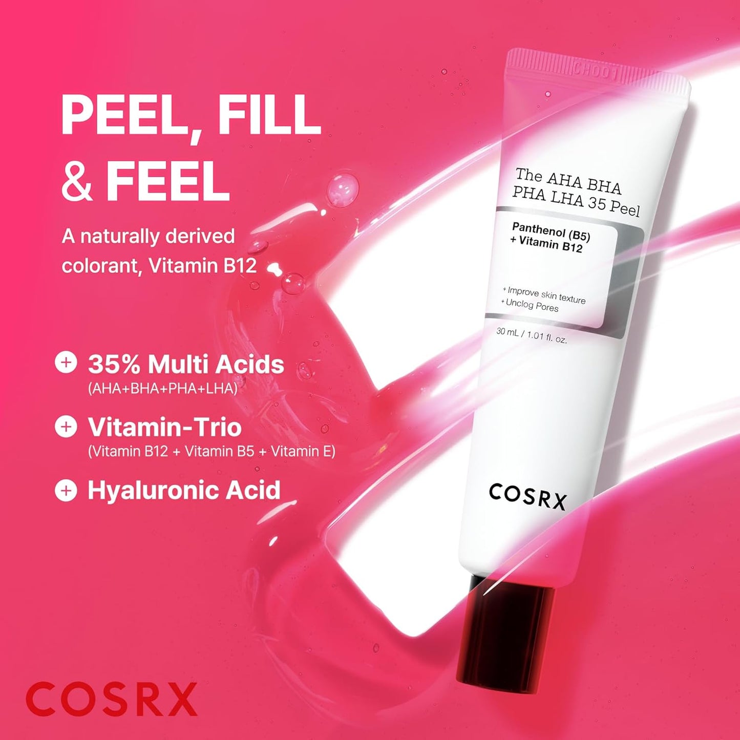 COSRX AHA BHA PHA LHA 35% Peel - Chemical Exfoliating Gel for Dull, Oily Skin | 1.01 fl. oz / 30 ml