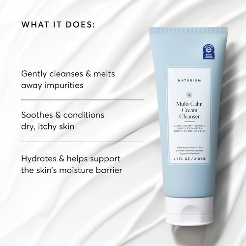 Naturium Multi-Calm Cream Cleanser - Hydrating Face Wash for Eczema-Prone Skin | 210 mL / 7.1 fl oz