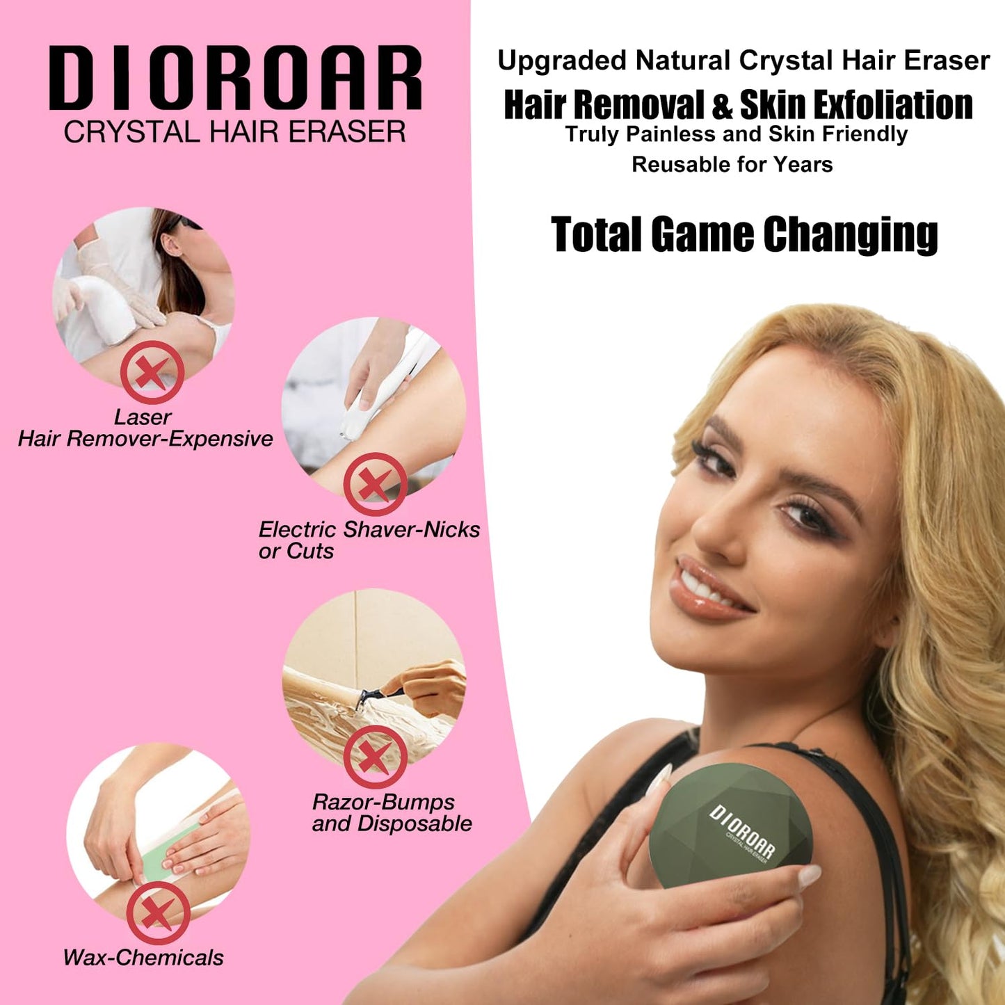 Skiennix Crystal Hair Eraser - Upgraded Painless Hair Remover & Exfoliator | Olive Green, Effective Nano Glass