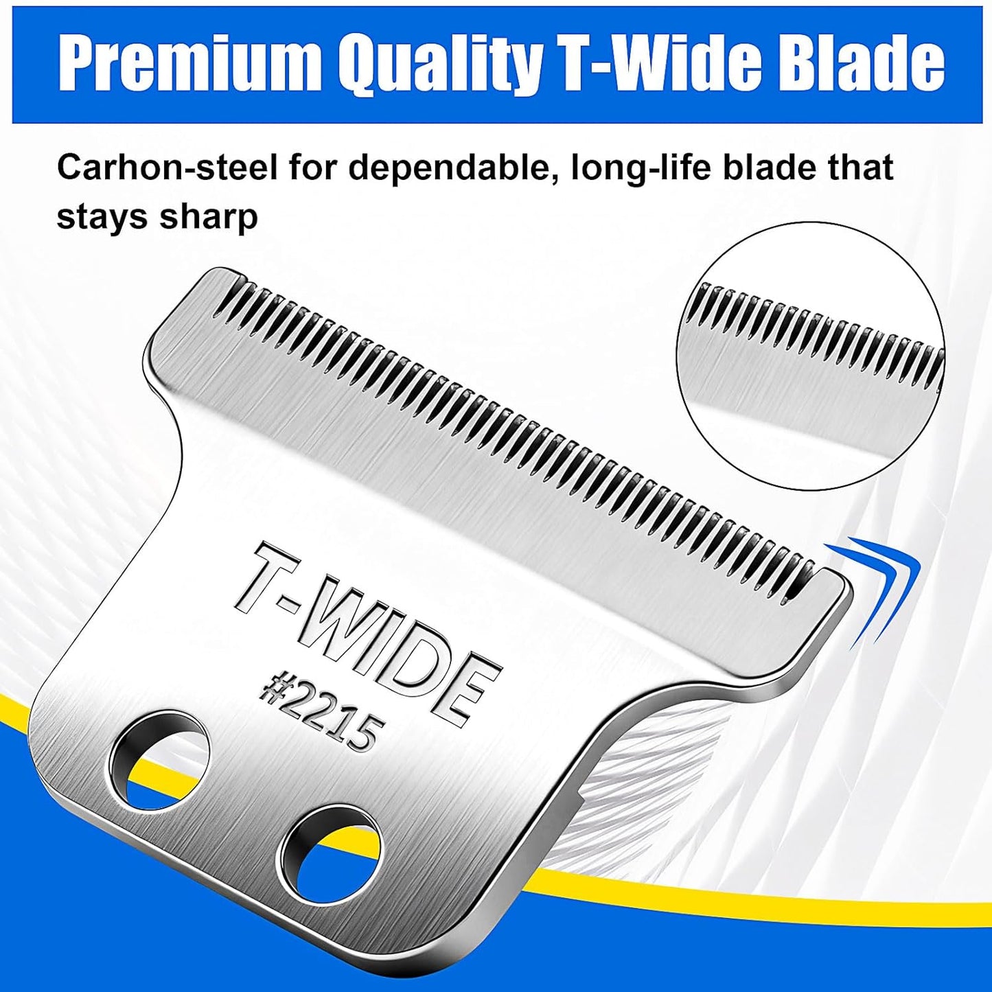 Wahl 2215 Replacement T Wide Blades - Adjustable Stainless Steel Zero-Gap for 5 Star Detailer Li Trimmer (1PC, Silver)