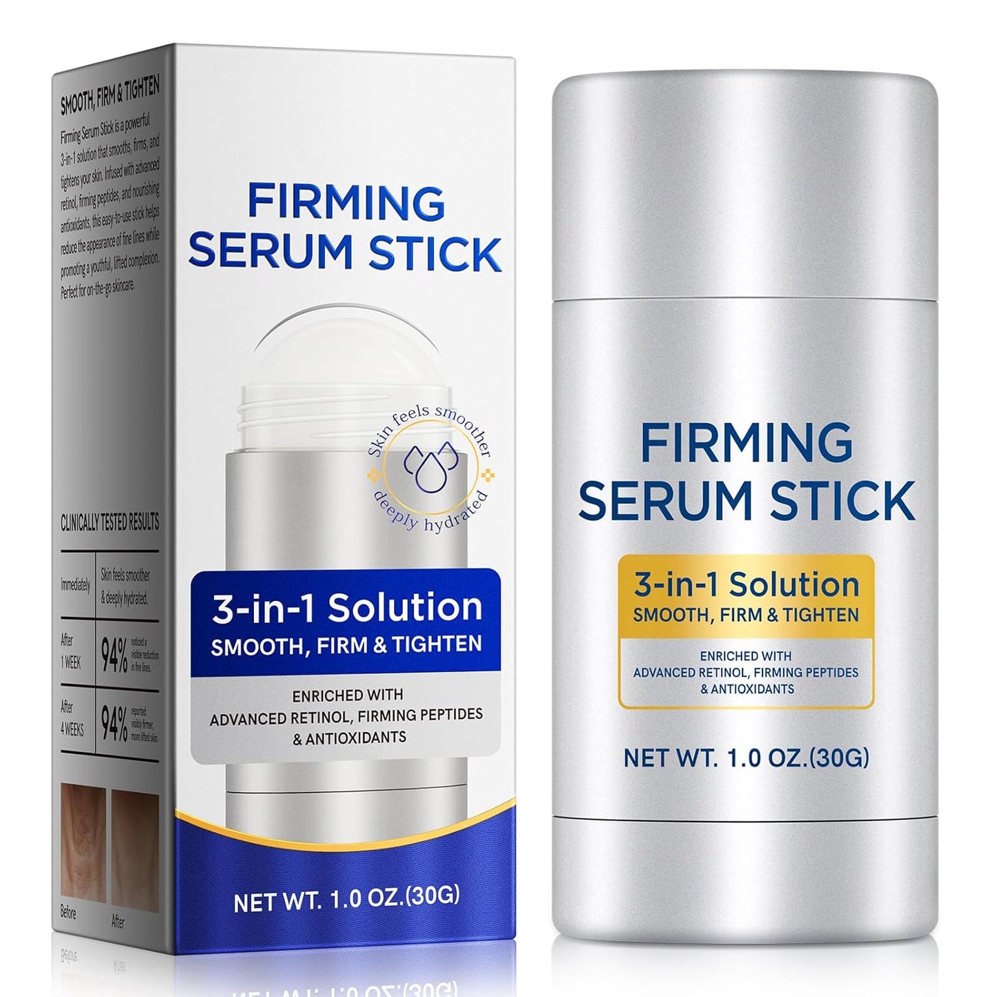 Skiennix Retinol Firming Serum Stick - 3-in-1 Anti-Aging Solution for Face, Neck & Body - 1 Oz