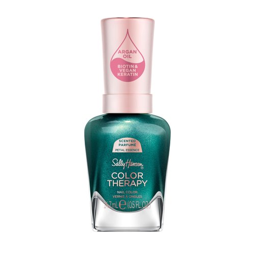 Sally Hansen Color Therapy Scented Nail Polish | Biotin, Argan Oil, Long Lasting, Healthy Nails, Nail Strengthener, Opaque | 458 Zen Re-Treat, Petal Essence| Forest Green Nail Color