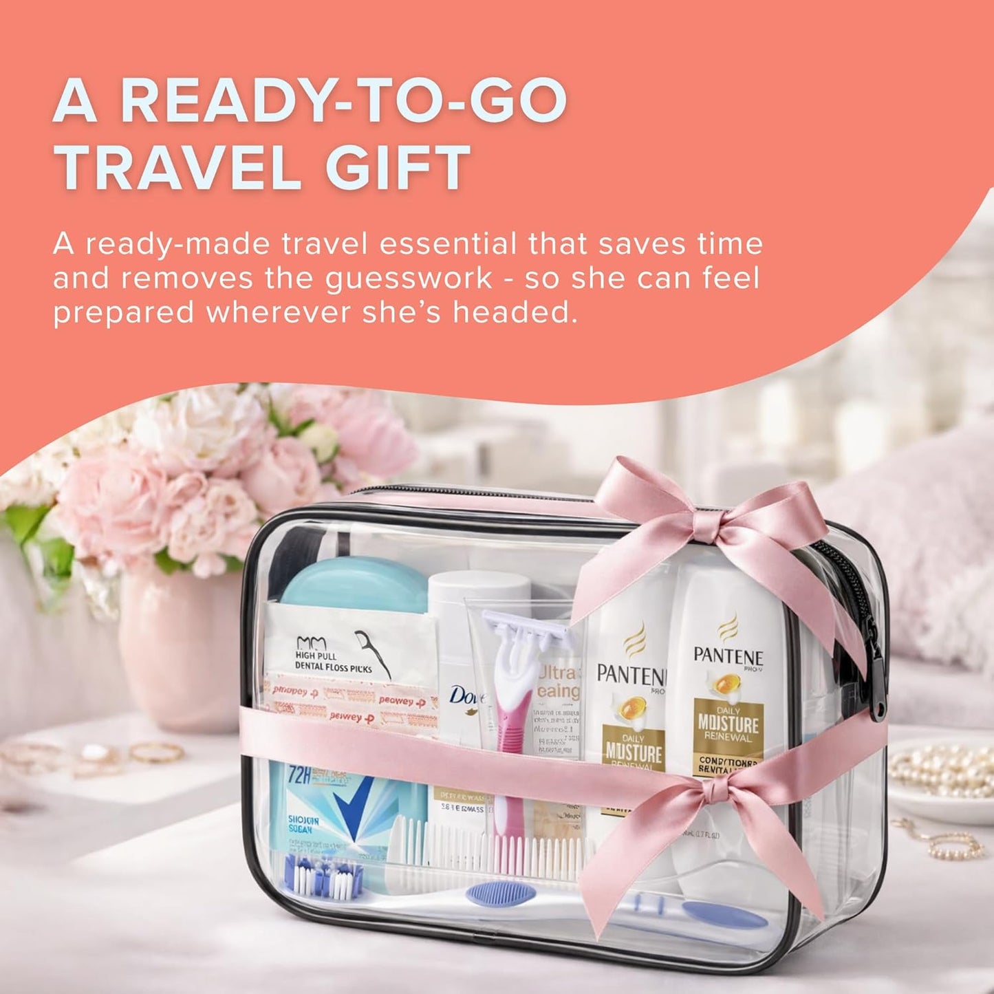 TrekTote Travel & Hygiene Kit - 15 Essential Items with Clear Toiletry Bag | Personal Care Set