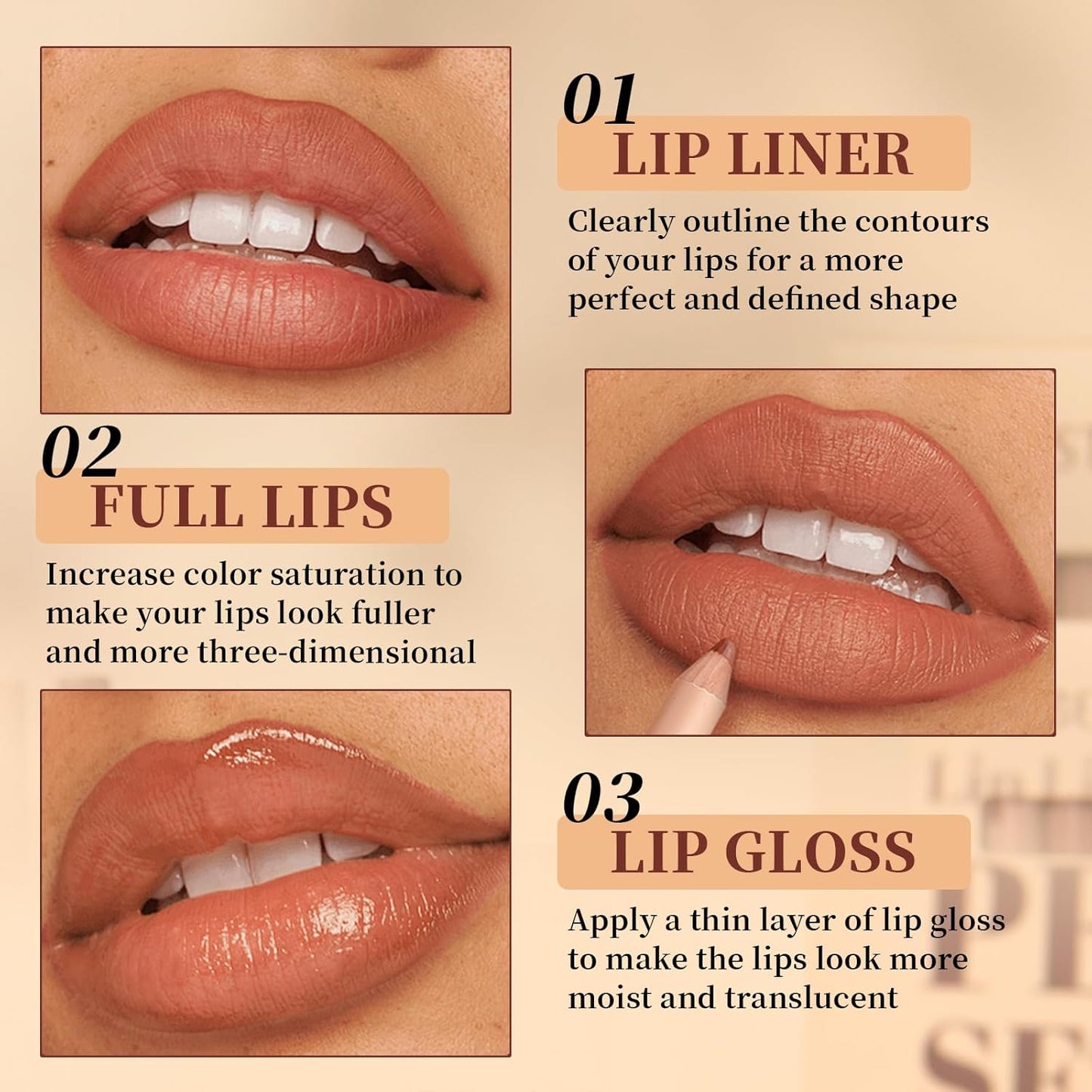 Skiennix Matte Lip Liner Set - 12 Ultra-Fine Brown Tone Shades for Long-Lasting, High Pigment Makeup
