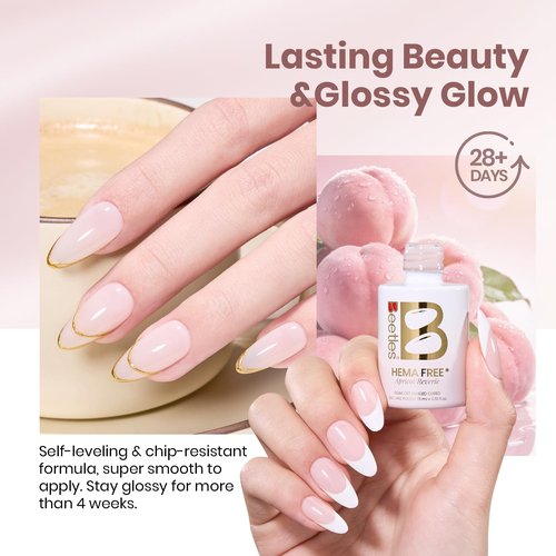 Beetles Apricot Reverie Nude Gel Polish - 15ML Full Size Neutral Jelly Nude Pink Nail Polish Base Color Nail Concealer Sheer Translucent Effect Soak Off UV French Nail Art Salon DIY Manicure Gifts
