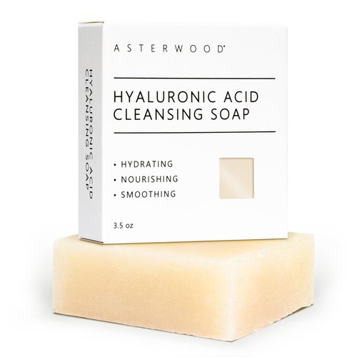 Asterwood Hyaluronic Acid Cleansing Face Soap - Hydrating & Collagen Boosting - Fragrance-Free - 3.5 Oz