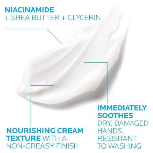 La Roche-Posay Cicaplast Hand Cream - Instant Relief Moisturizing Lotion for Dry, Cracked Hands | Non-Greasy, Fragrance-Free