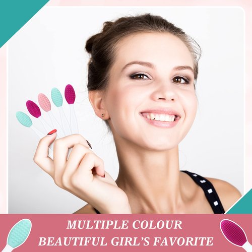 24 Pcs Silicone Exfoliating Lip Brush with Container, Double Sided Silicone Lip Scrubber Soft Cleaning Brush for Plump Smoother Appearance (Pink, Green, Purple)