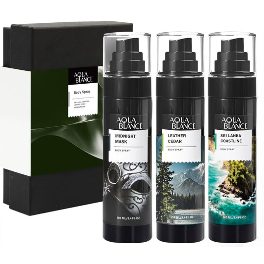 AQUA BLANCE Men's Body Spray - Long Lasting Refreshing Fragrance | Pack of 3, 3.4 Fl Oz Each