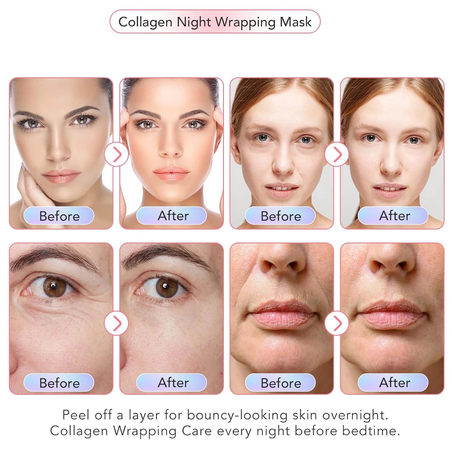 Skiennix Collagen Night Wrapping Mask - Hydrolyzed Collagen for Glowing Skin | 2.53 fl. oz.
