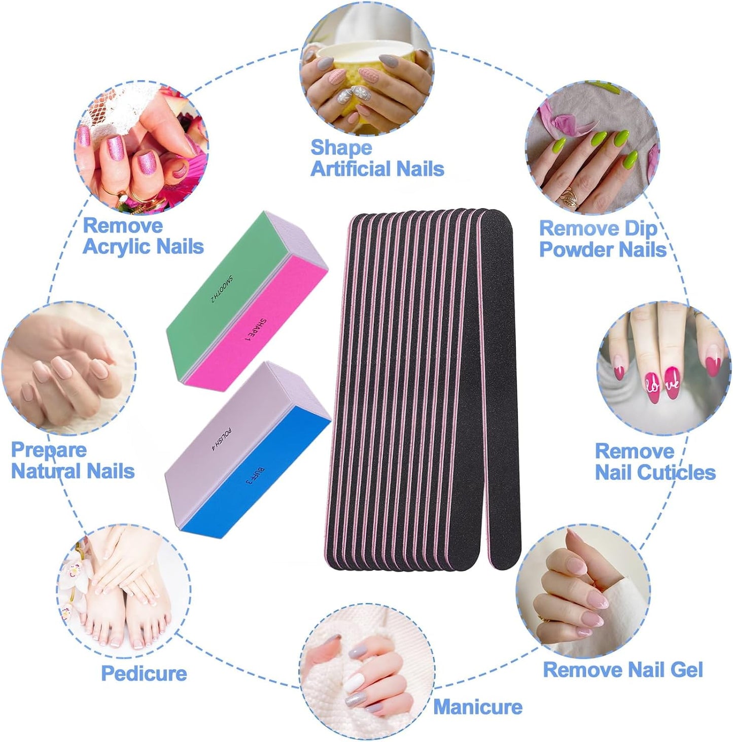 Skiennix Nail File and Buffer Set - Professional 4-Way Nail Buffers for Natural Nails | Manicure Kit