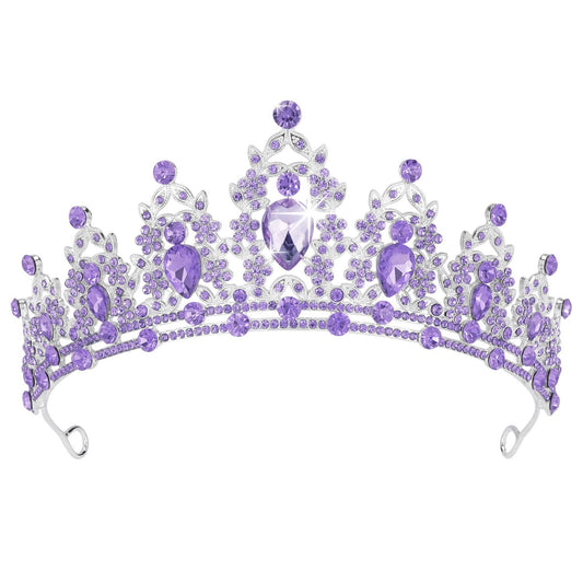 Tiaras for Women, Didder Crystal Crown Purple Tiara Crowns for Women, Tiaras for Girls Silver Princess Crown Wedding Tiaras and Crowns for Women Brides Birthday Party Christmas