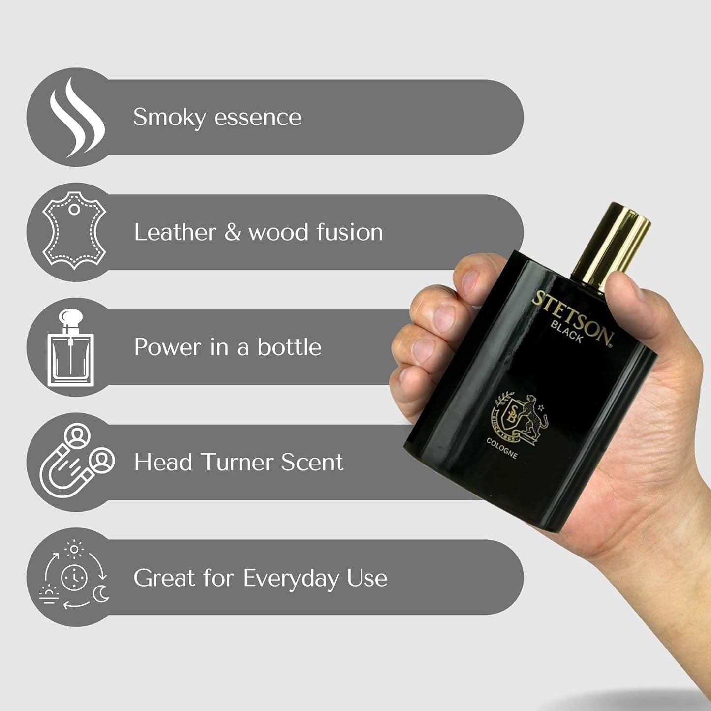 Stetson Black Cologne for Men - Invigorating Fragrance Spray | 3.4 Ounces
