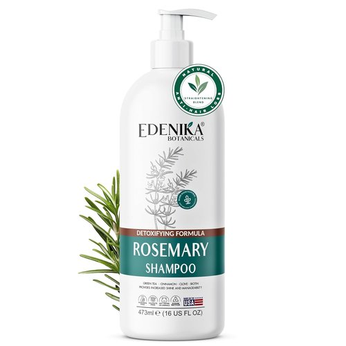 Edenika Botanicals Rosemary Oil Shampoo - Biotin-Infused for Thinning Hair & Anti-Hair Loss | 16 fl oz, Sulfate-Free, Organic